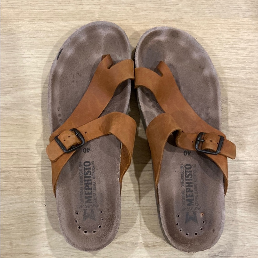 Mephisto Brown Leather Sandals